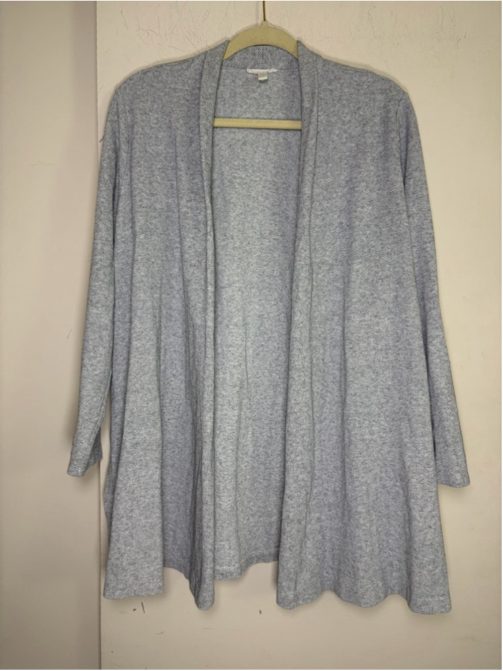 Eileen Fisher Chevron Knit Draped Open-Front Cardigan Size L